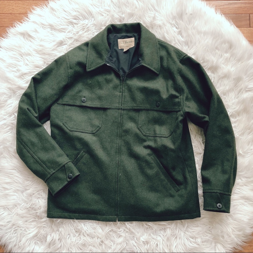• L.L Bean • Wool Mens Coat Green Medium